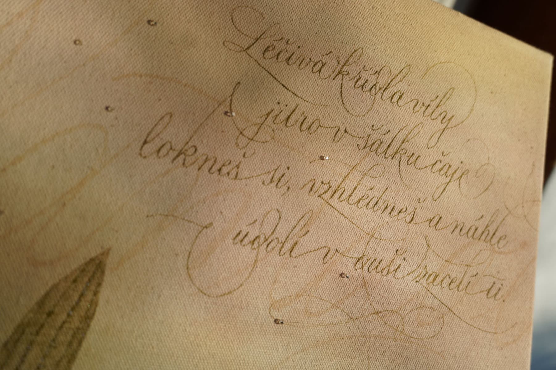 Anglická kurzíva psaná hnědým inkoustem